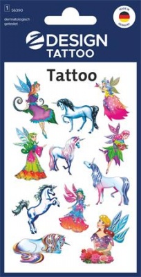 Matrica, tetoválás, 1 ív, 76x120 mm, AVERY ZWECKFORM, "Z-Design No.56390",  tündérek