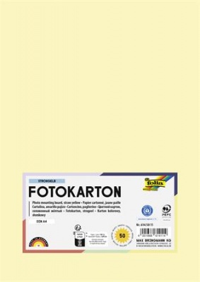 Dekorkarton, A4, 300 g, 50 lap, FOLIA, szalmasárga