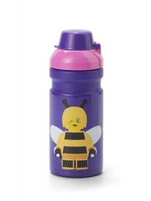 Kulacs, 390 ml, LEGO "Bee", lila-rózsaszín-mintás