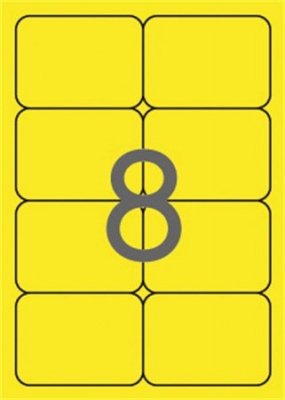 Etikett, 99,1x67,7 mm, színes, kerekített sarkú, APLI, neon sárga, 160 etikett/csomag