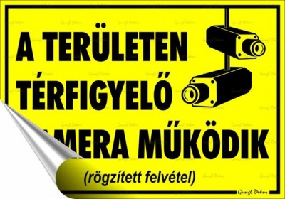 Információs matrica, 25x17,5 cm, "Térfigyelő kamera"