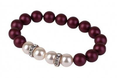 Karkötő, ametiszt lila-fehér SWAROVSKI® gyöngyből, fehér rondella kristállyal, 10mm, ART CRYSTELLA® M