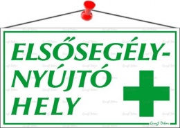 Információs tábla, 22,5x12,5 cm, "Elsősegélynyújtó hely"